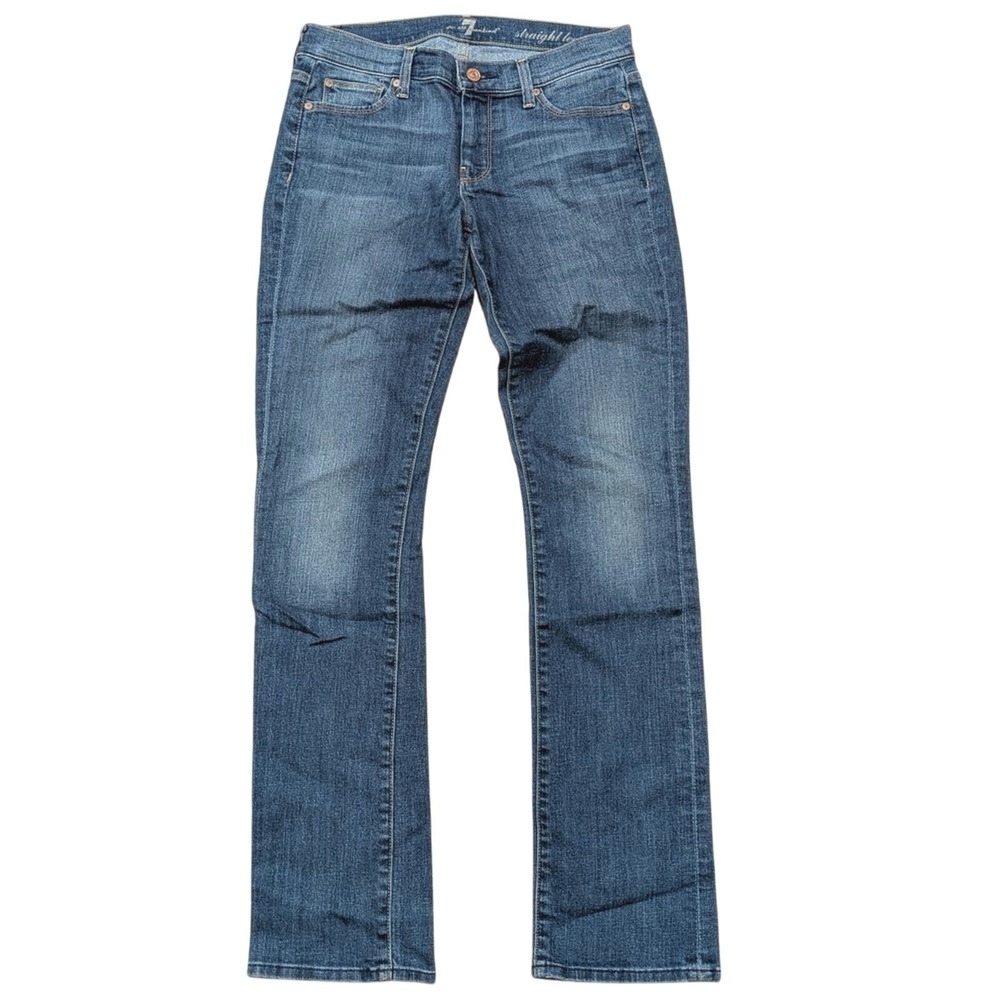 7 For All Mankind Jeans 27 Straight Leg Faded Wash Premium Denim Stretch Slim